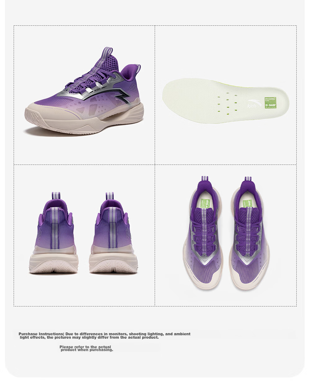 Anta Kids Boys Sports Shoes Big Kids 2026 Summer Mesh Breathable Performance Wind Tunnel Basketball Shoes A12621105 33